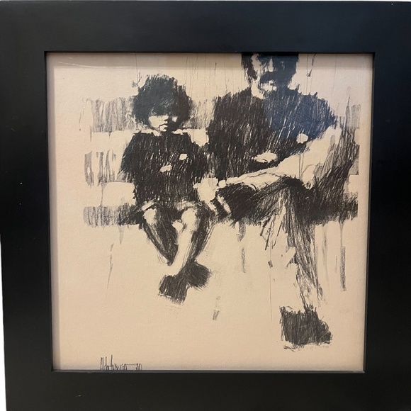 Aldo Luongo Charcoal Lithograph Framed Sketch From His Lovers Series. - Picture 2 of 8